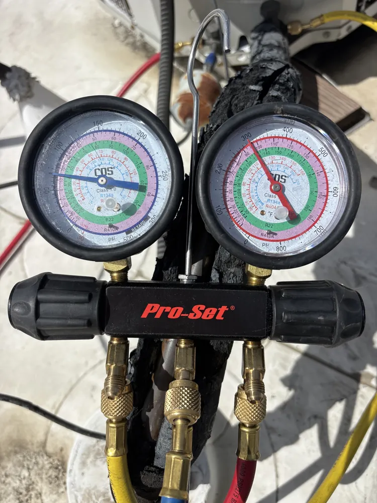 Gauges on a Carmichael condenser with charred line-set insulation