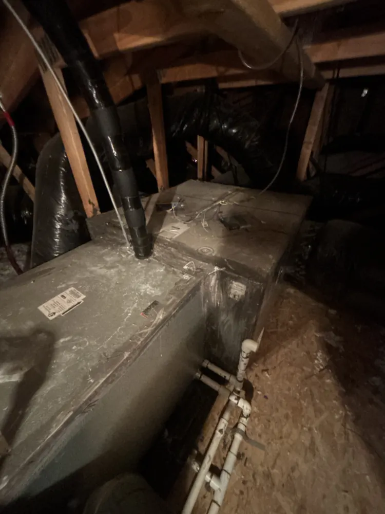 Horizontal air handler in a Fair Oaks attic